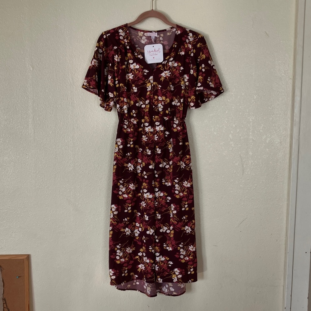 Isabel Maternity by Ingrid & Isabel Burgundy Floral Maternity Dress